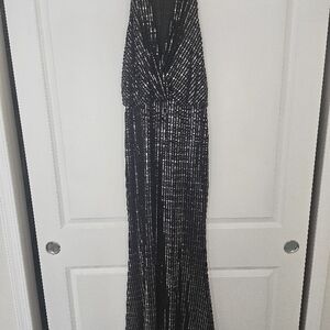 Elegant Black and Silver Maxi Dress